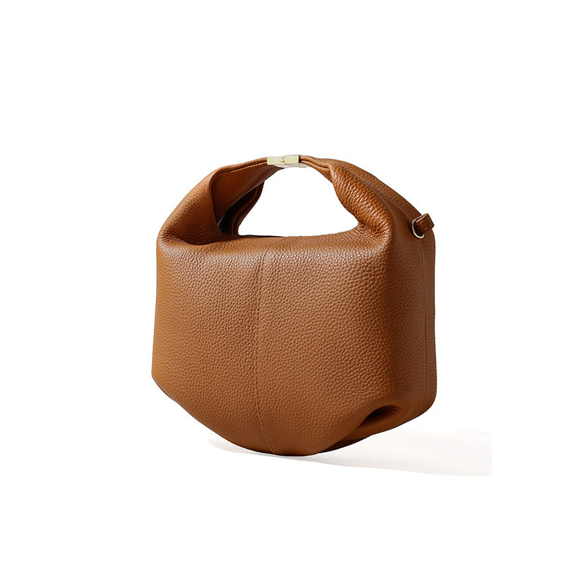 Luxurious French Leather Handbag for Women Textured Cowhide Tote Bag Commuter and Versatile Lunch Bag