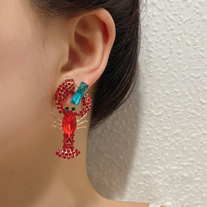 Stunning Rhinestone-Embellished Lobster Earrings - Chic, Bold, and Trendy Statement Jewelry for Every Occasion
