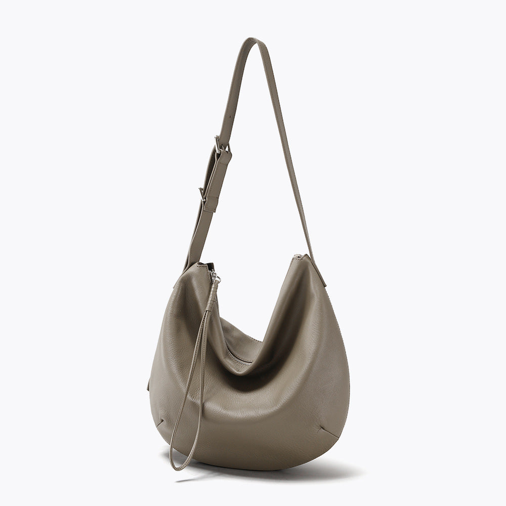Large Capacity Tote Bag Made from Grain Leather Versatile Soft Leather Shoulder and Crossbody Bag for Every Occasion