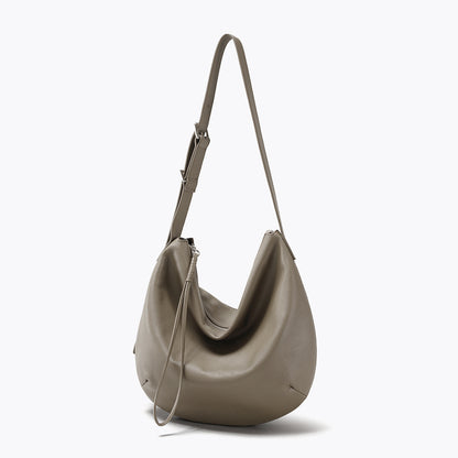 Large Capacity Tote Bag Made from Grain Leather Versatile Soft Leather Shoulder and Crossbody Bag for Every Occasion