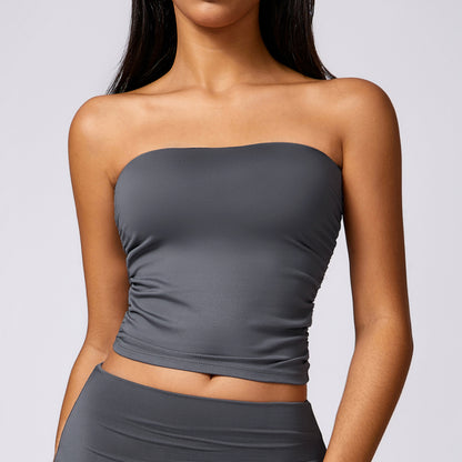 Versatile Strapless Bustier Bodysuit for Yoga and Workout Seamless Supportive and 8718