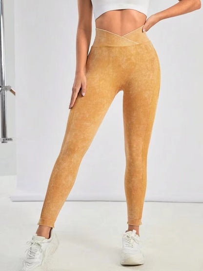 Seamless High Waisted Cross Back Peach Butt Yoga Leggings Soft Washable Suede Fitness Tights for Comfort and Style