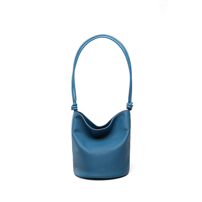 Spring One Shoulder Bag for Women Grain Leather Crossbody Bucket Bag