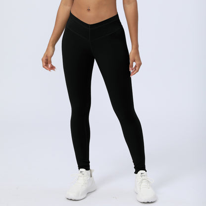 High Elastic V Shaped Waist Yoga Leggings for Women Tummy Control Butt Lifting Fitness Pants in 3 4 Length for Comfort and Style