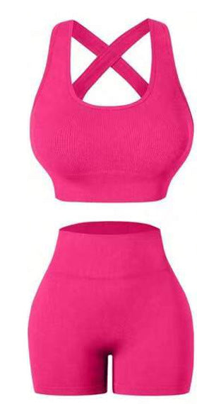 Seamless Sports Bra and High Waisted Yoga Shorts Set for Women Ultra Comfortable Two Piece Workout Ensemble for Outdoor Fitness and Enhanced Lift