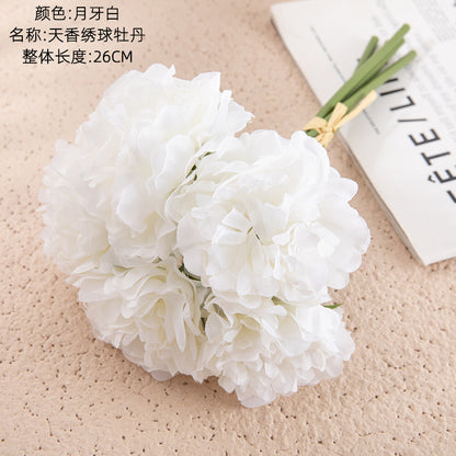 Realistic Peony Flower Bouquet - Lifelike Faux Floral Home Decor Craft for Weddings and Special Events - GF14921B