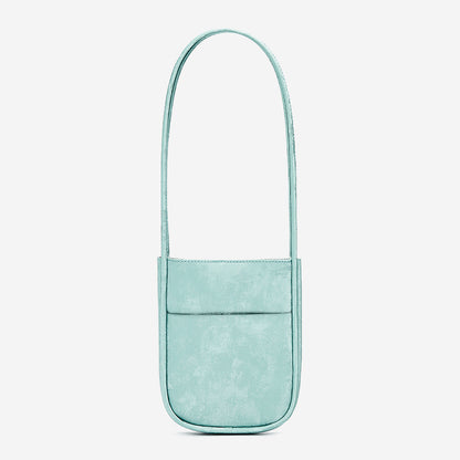 Luxurious Satin and Leather Mini Handbag Vintage Inspired Vertical Shoulder Bag with Elegant Design for Chic Everyday Wear