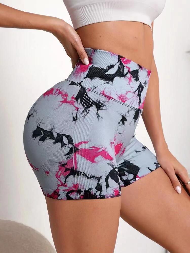 Seamless Peach Yoga Pants for a Lifted Butt High Waisted Fitness Shorts with Drip Dye Design for Workout and Gym Sessions