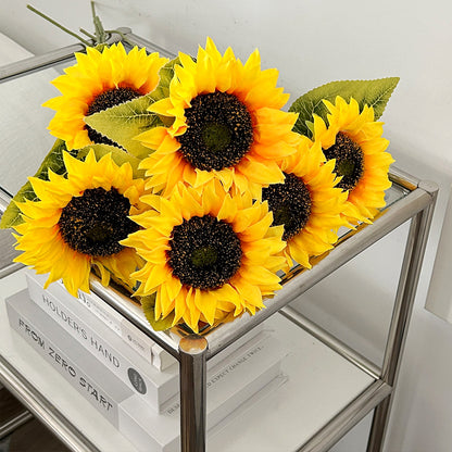 Lifelike Sunflower Bouquet - Brighten Your Home Décor with Realistic Faux Flowers for Picnics and Photography Props