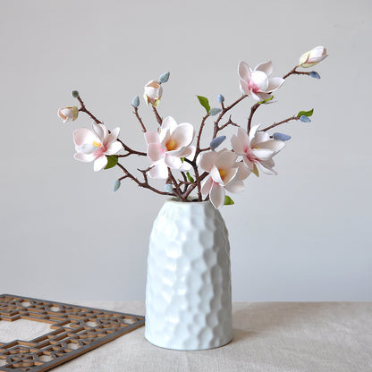 Elegant Magnolia Artificial Flowers -  EVA Cotton Home Decor Piece - Perfect for Living Room Styling & Photography Props - Stunning 3-Head Arrangement