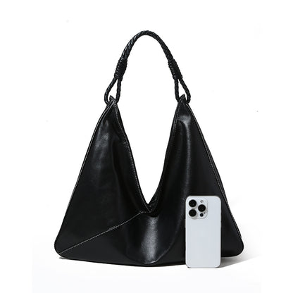 Korean Inspired Genuine Leather Tote Bag Minimalist Handbag for Commuting Versatile Shoulder and Handheld Design