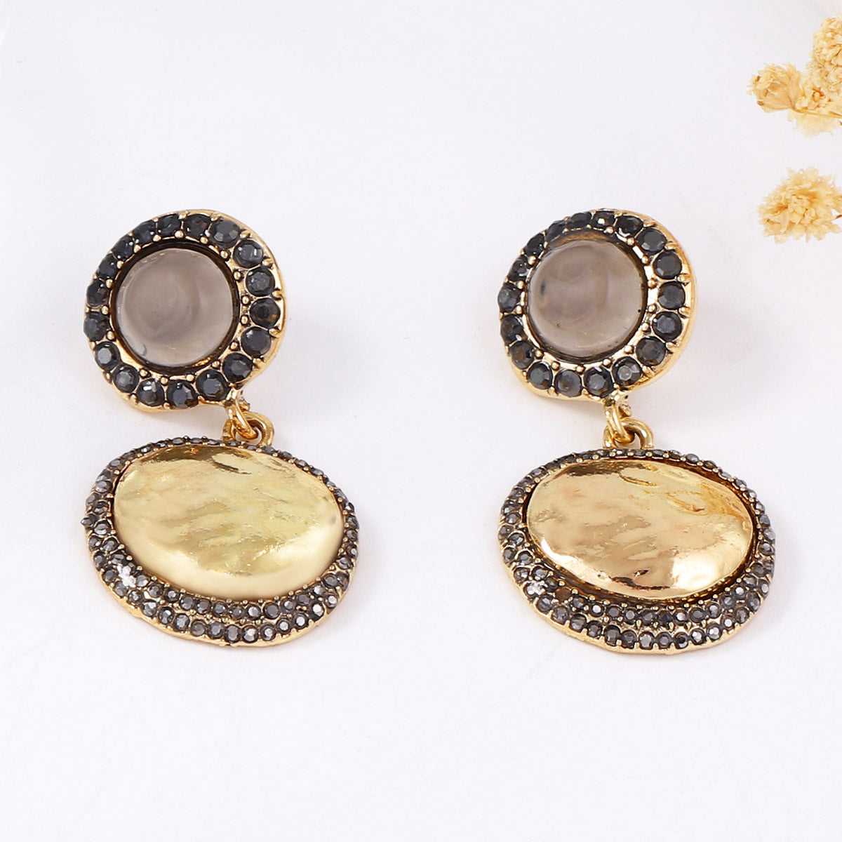 Trendy Vintage-Inspired Geometric Button Earrings - Unique Alloy Design for Effortless Style and Versatile Everyday Wear