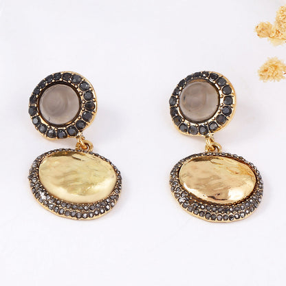 Trendy Vintage-Inspired Geometric Button Earrings - Unique Alloy Design for Effortless Style and Versatile Everyday Wear