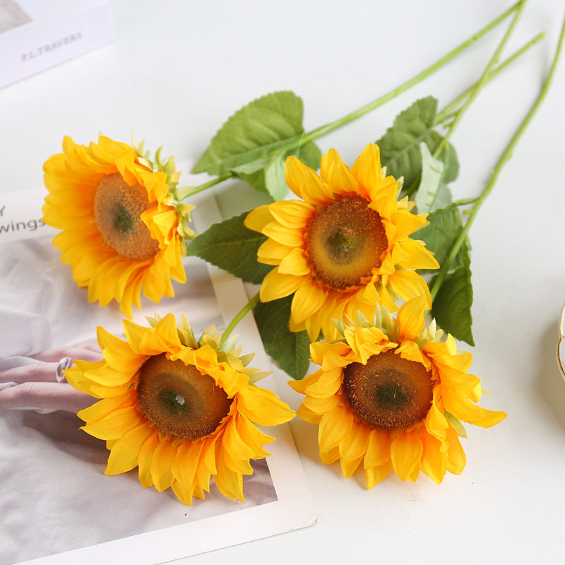 Realistic Artificial Sunflower Wedding Photography Prop - Minimalist Home Decor for Living Room and Kitchen - Perfect Faux Sunflowers for Everlasting Beauty