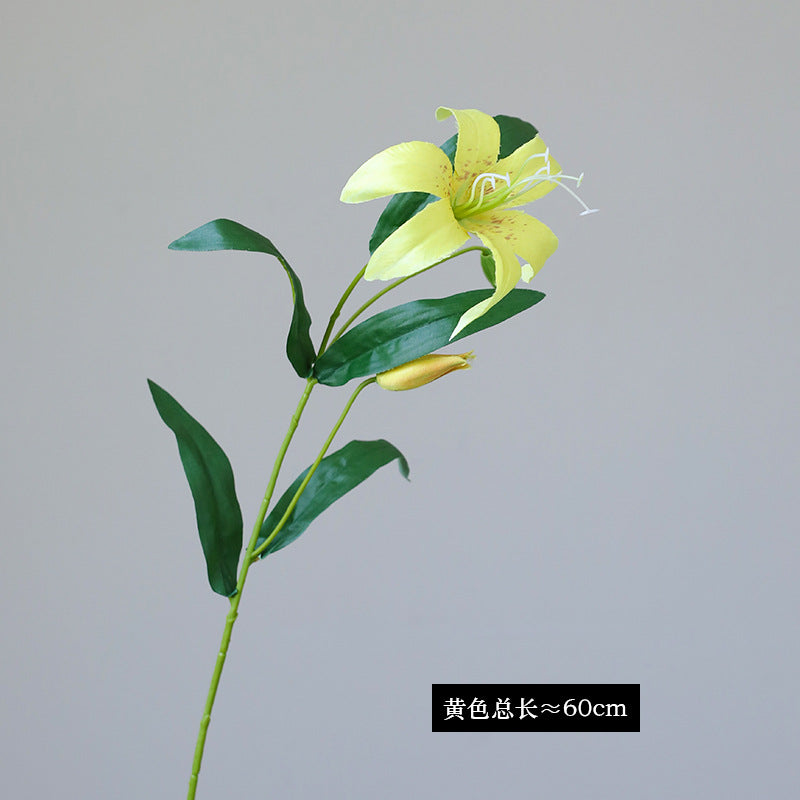 Realistic Silk Lily - 2-Headed Faux Flower for Wedding Decorations, Photography Props, Home and Office Decor, Perfect for Styling and Arrangements