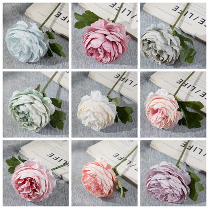 Realistic Single Stem Tea Rose and Night Rose for Home Décor - Perfect for Weddings, Bridal Bouquets, and Floral Arrangements (Model MW57892)