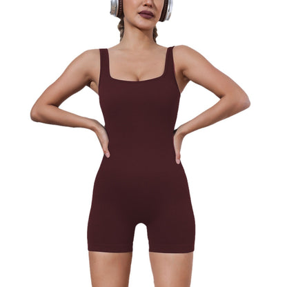 Seamless Yoga Bodysuit with Built in Bra and Butt Lifting Shorts for Women for Outdoor Activities and Fitness Workouts