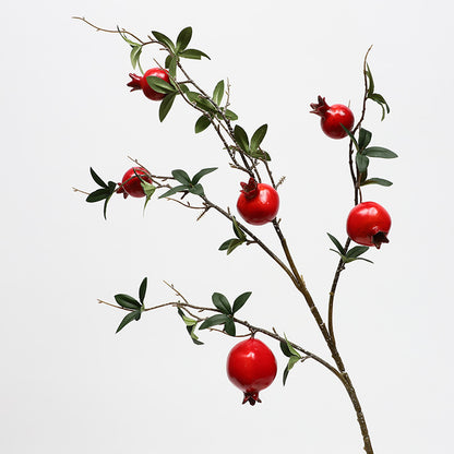 Realistic Pomegranate Fake Flowers with Berries - Perfect Home and Hotel Soft Decoration for New Year Celebrations