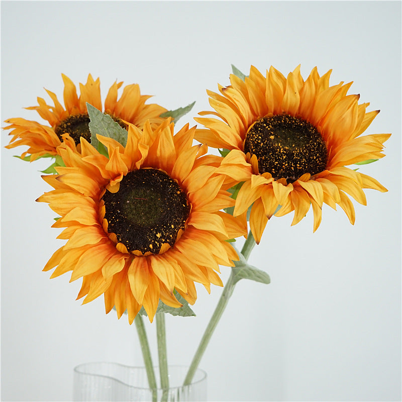 Realistic Single Stem Moisturizing Sunflower -  Soft Décor Floral Arrangement for Dining Table Display, Perfect Photo Prop for Any Occasion