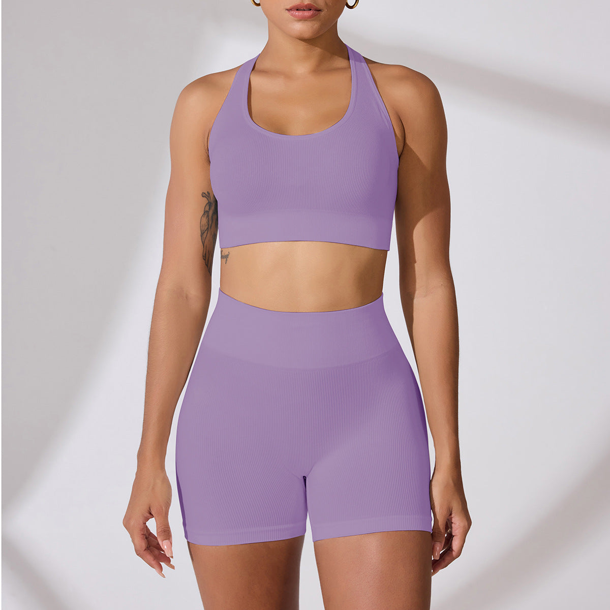 High Waisted Peach Butt Yoga Shorts and Bra Set for Outdoor Sports Comfortable Fit and Flattering Design