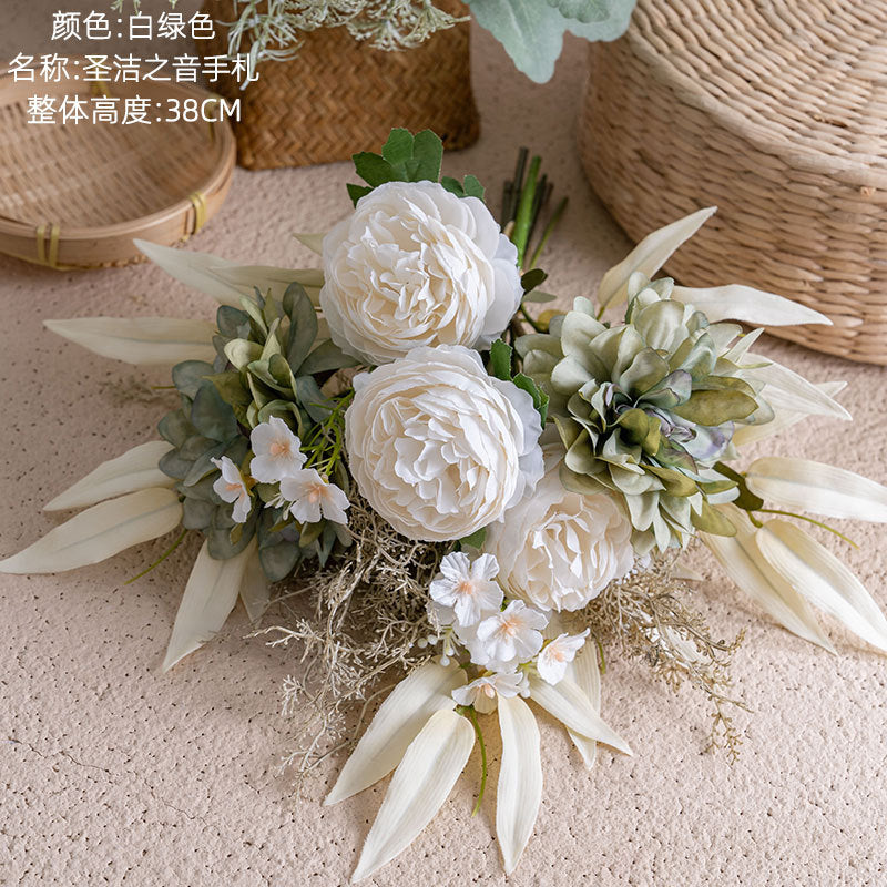 Elegant Wall Décor: Sacred Harmony Handcrafted Faux Flower Bouquet for Home Decoration, Perfect for Weddings & Special Celebrations - Realistic Rose Bouquet CF01412