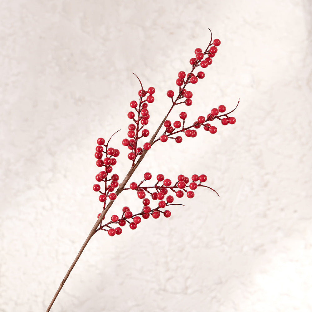 6-Head Simulated Red Winterberry Decoration - Elegant Faux Floral Arrangement for Home Décor and Wedding Events | MW61209