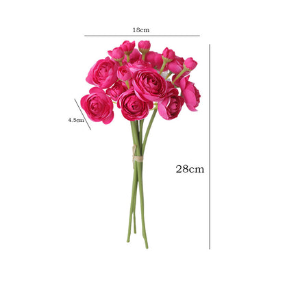 Elegant 6-Stem Artificial Tea Rose and Camellia Flower Bouquet - Perfect Decorative Arrangement for Living Room and Home Vase