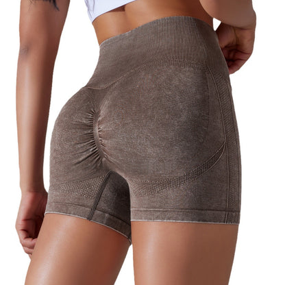 Seamless Knitted High Waisted Peach Wash Yoga Shorts for Women for Running Fitness Workouts