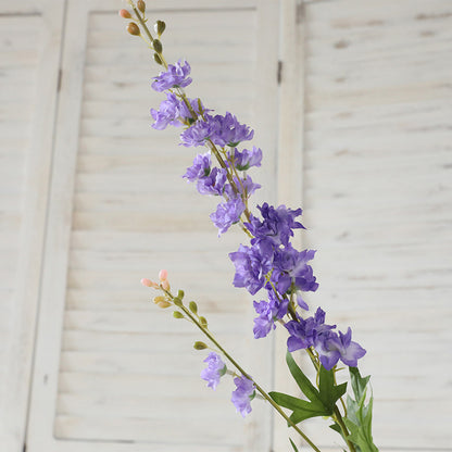 Lifelike Hyacinth Faux Flowers - 2 Branch Delphinium Fake Floral Arrangement for Stunning Wedding Decor and Scenic Props - Vibrant Violet Artificial Blooms