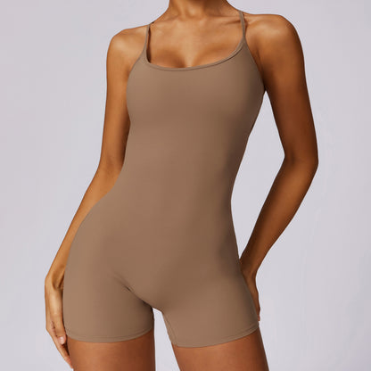 Quick Dry All in One Athletic Bodysuit Compression Fitness and Yoga Outfit with a Beautiful Racerback Design for Running and Workout Enthusiasts Model 8605