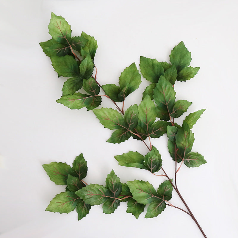 Realistic Faux Leaf Single Stem 3-Prong Wedding Decoration - Perfect for Ceiling & Aisle Decor, Lifelike Silk Plants for Elegant Events