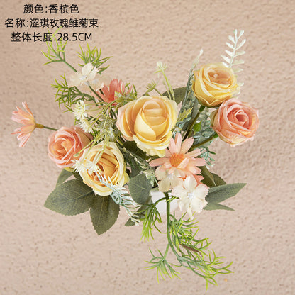 Charming Rose and Daisy Bouquet for Home Decor | Elegant Faux Flowers for Weddings and Events - Perfect for INS Aesthetic | Model MW66794