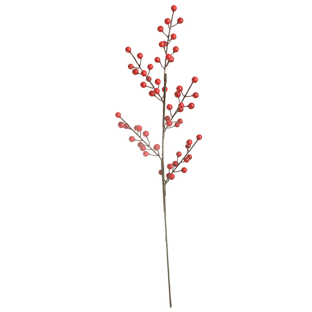 Vibrant Five-Pronged Winterberry Faux Flowers – Perfect for Holiday Decor, Weddings, and Festive Celebrations | Realistic Artificial Red Christmas Beans – MW36892