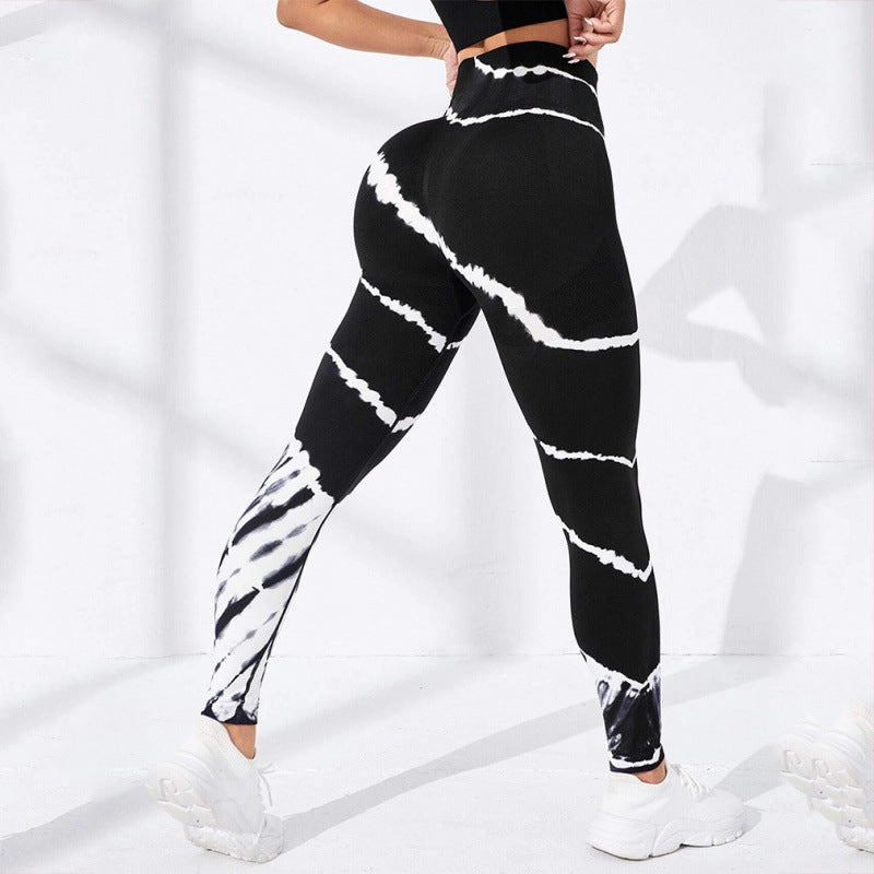 High Waisted Tie Dye Seamless Yoga Pants for Women Butt Lifting Fitness Leggings Striped Long Workout Trousers for Running and Gym Sessions