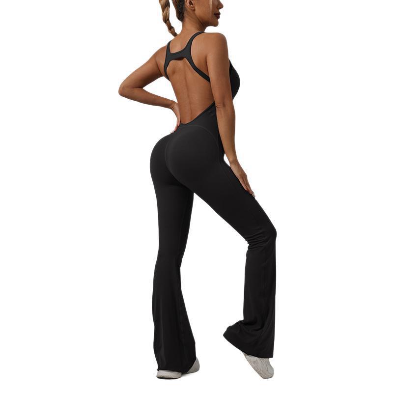 Women's Outdoor Workout Sculpting Bodysuit Tummy Control Backless Design Quick Dry and Figure Flattering Fit for Yoga Fitness Enthusiasts