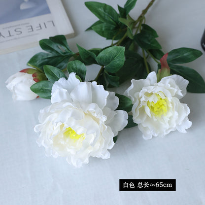 Elegant Three-Headed Fake Peony Flowers for Home Decor - Stunning Faux Floral Arrangements for Weddings, Celebrations, and Photography Props