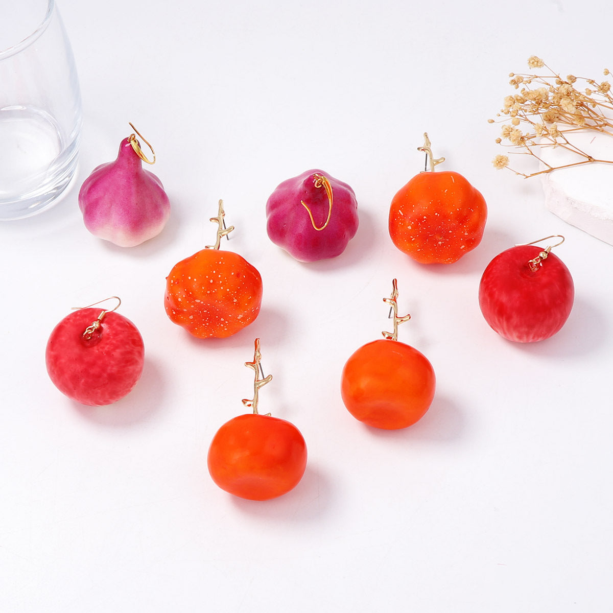 Unique and Creative Foam Garlic Fruit Earrings – Quirky Design Statement Accessories for Women