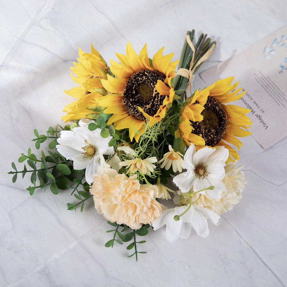 Stunning Half-Peninsula Sunflower Bouquet - Realistic Artificial Wedding Handheld Floral Arrangement - Perfect for Home Decor, Wall Art, and Celebrations | CF01292