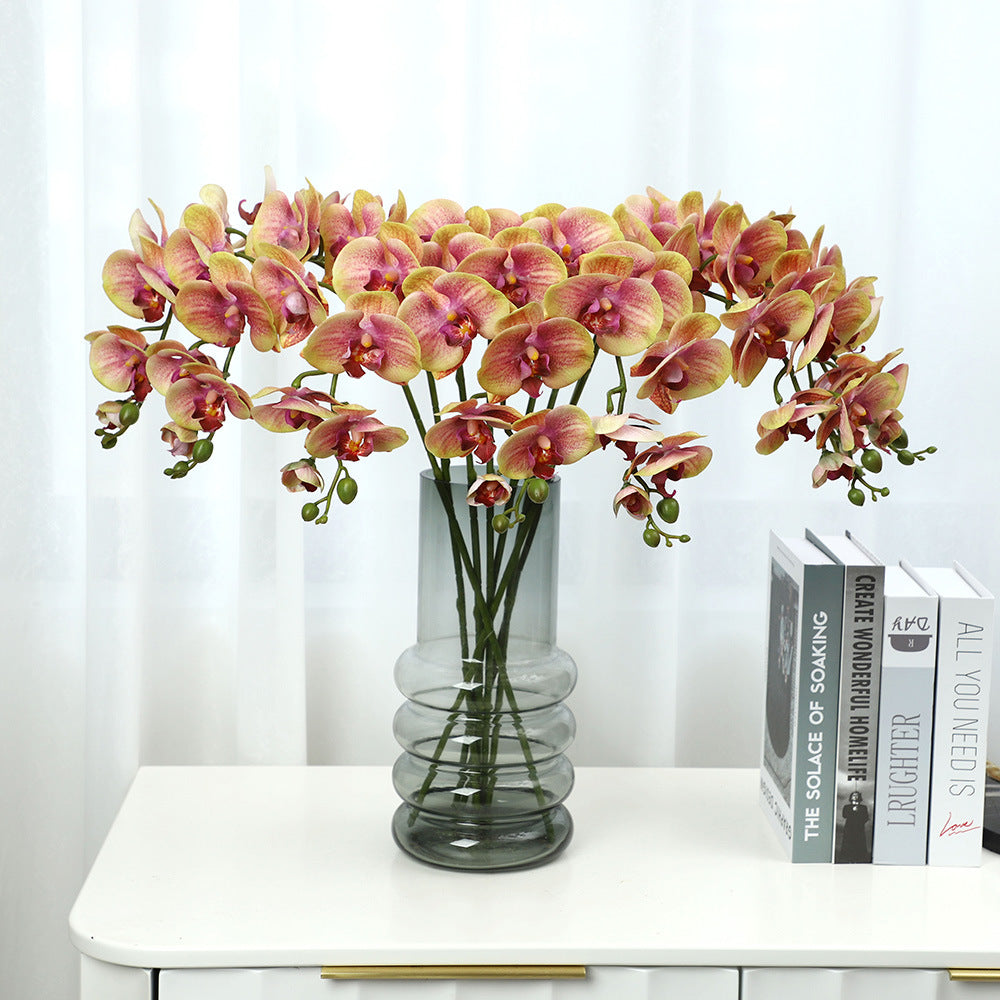 Luxurious Touch Moisturizing Orchid Home Decoration - Elegant Artificial Flower Arrangement for Living Room with Chic Pot