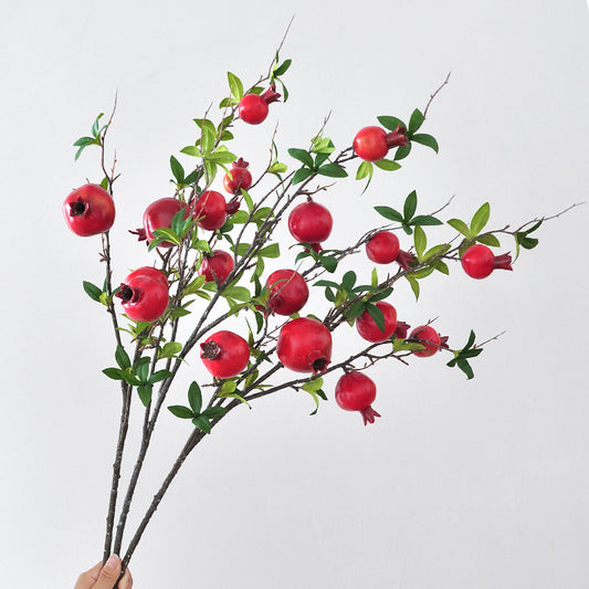 Realistic Pomegranate Red Fruit Artificial Flowers for Home Décor – Perfect for Living Room, New Year Celebrations, and Housewarmings – Stunning Pomegranate Floral Arrangements for a Vibrant Touch