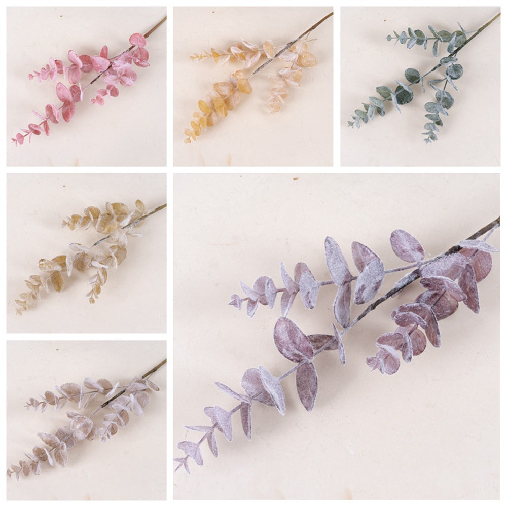 Single Stem Velvet Eucalyptus Faux Flower for Home Decor - Trendy INS Style Ideal for Weddings and Celebrations - Model MW09108