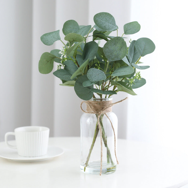 Lifelike Artificial Eucalyptus Money Leaf Arrangement - Stunning Fake Floral Display for Home Décor, Office Decoration, and Eco-Friendly Plants in Vase