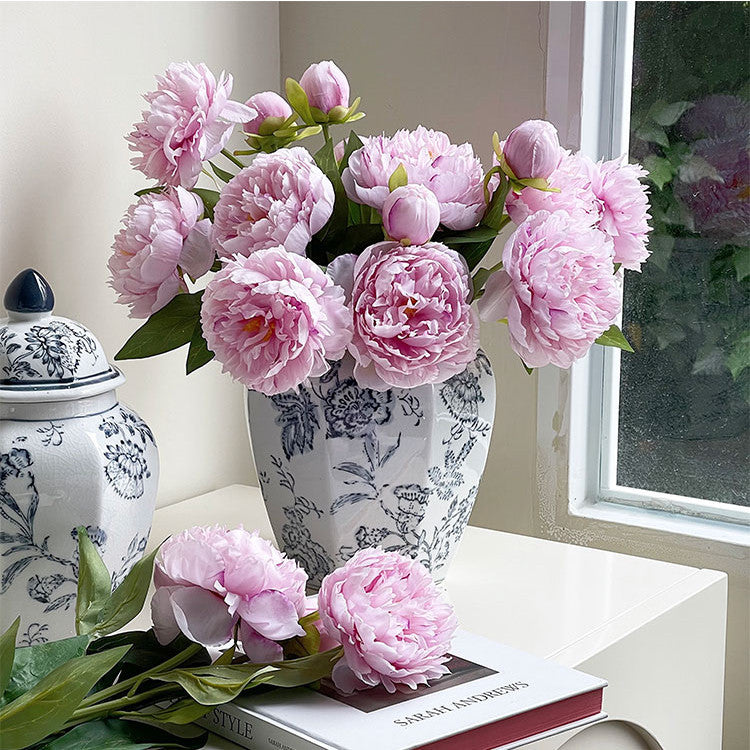 Elegant European-Style Single Stem 3-Head Peony and Peony Artificial Flowers for Home, Wedding Decoration, Photography, Floral Arrangements, and Stylish Display