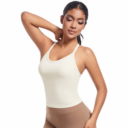 Seamless Sports Bra with Crossed Shoulder Straps Ultra Comfortable Yoga and Running Top for Optimal Support and Style