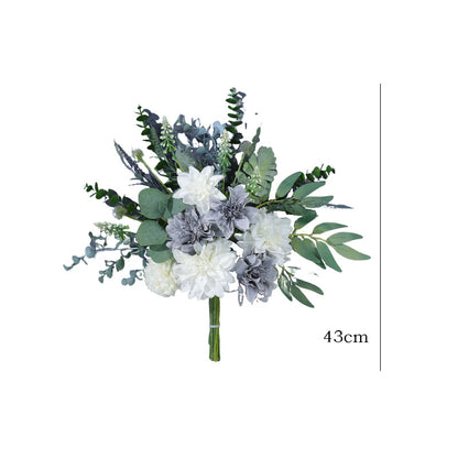 Stunning Faux Eucalyptus Dahlia Flower Bouquet Set - Perfect for Dining Tables, Outdoor Picnics, and Home Decor Accents