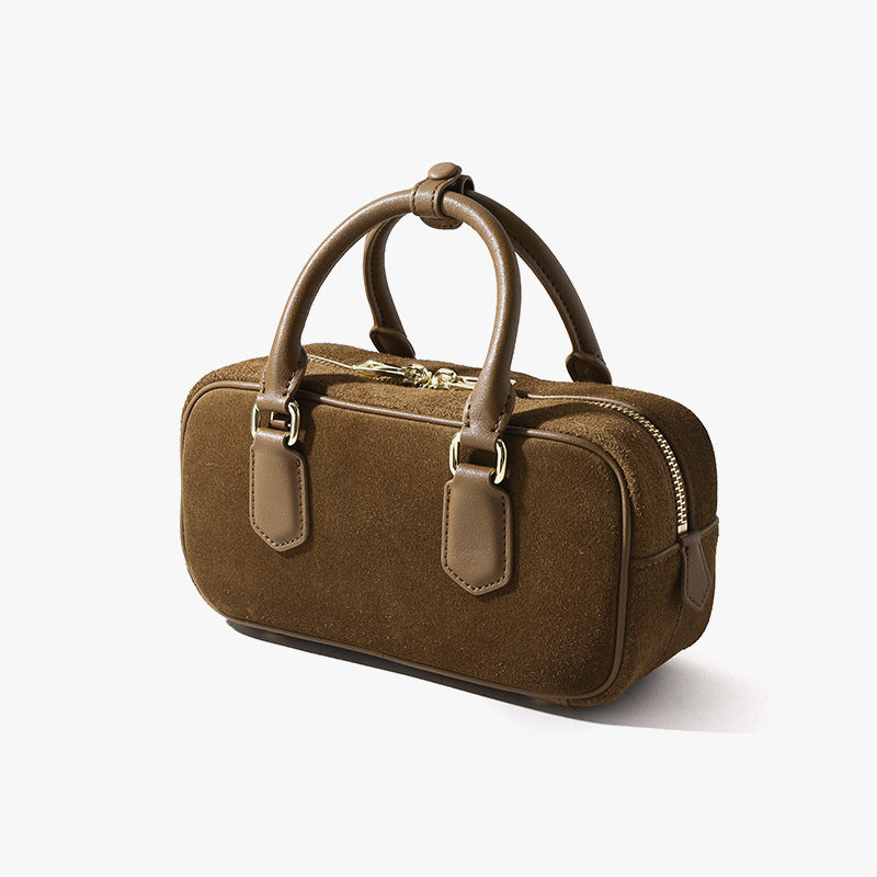 Luxury Korean Inspired Suede Leather Tote Bag Spacious High End Handbag for Business and Commute Versatile Crossbody Design Authentic Leather Women's Bag