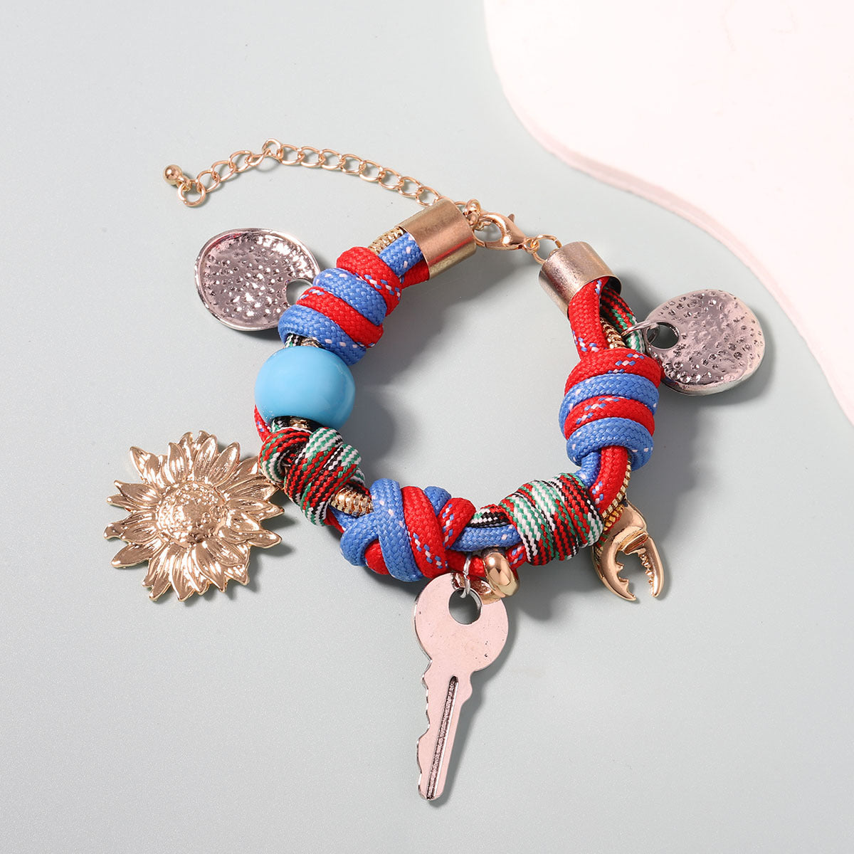 Bohemian Versatile Handmade Woven Rope Bracelet with Alloy Charms - Stylish and Unique Women's Accessory for Every Occasion