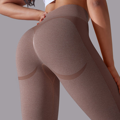 Seamless Fall Winter Smiley Face Jacquard Yoga Pants for Women Peach Butt Workout Leggings for Running and Fitness