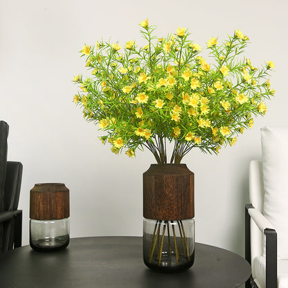 Nordic Minimalist Decorative Faux Plants - Lifelike Three-Pronged Chamomile Arrangement for Stylish Living Room Decor