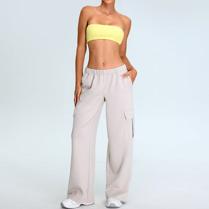 Women's Sports Bra and Yoga Set Comfortable Sleeveless Crop Top with Relaxed Fit Utility Straight Leg Pants for Flexibility